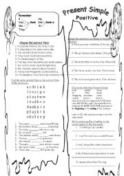 English Worksheet: Present Simple Positive