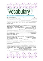 English Worksheet: Vocabulary Cloze (with key)