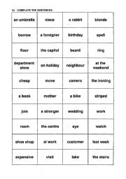 English worksheet: Sentence Completion 