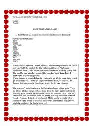 English Worksheet: FOOD IN THE MIDDLE AGES