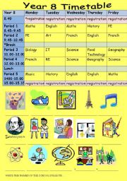 English Worksheet: My School Timetable