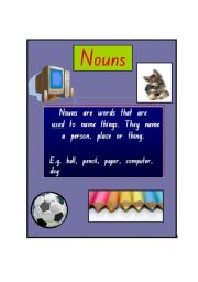 English Worksheet: Nouns  wall display and flashcard