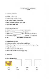 English worksheet: test 4th grade