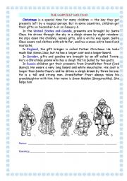 English Worksheet: Christmas_ The Happiest Holiday