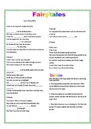 English Worksheet: Fairytales - song