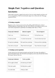 English Worksheet: Simple past: Negative and Questions
