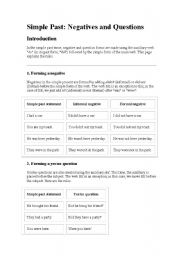 English worksheet: Simple past: Negative and Questions