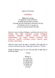 English Worksheet: Abstract Words List
