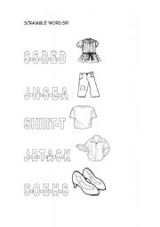 English worksheet: CLOTHES