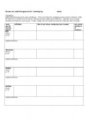 English worksheet: Romeo and Juliet Prologue and Act 1 Learning Log