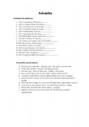 English worksheet: adverbs