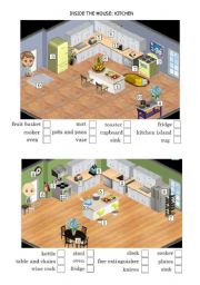 English Worksheet: Inside the house: Kitchen