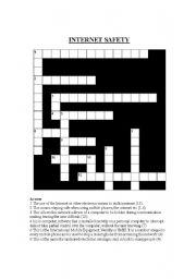 English Worksheet: Internet Safety Crossword