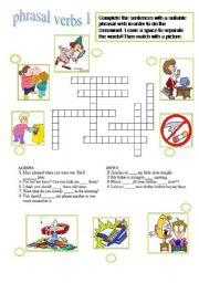 English worksheet: phrasal verbs crossword 1