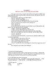English Worksheet: The frog and the cat and the litlle red hen