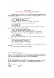 English worksheet: The frog and the cat and the litlle red hen