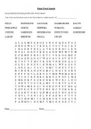 English worksheet: Pizza / Food recognition Word Search