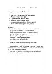 English Worksheet: Capital letters