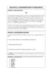 English Worksheet: Reading Comprehension Worksheet