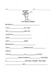 English Worksheet: All About Me