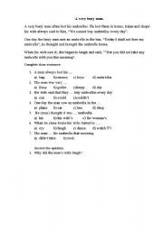 English worksheet: Text  for reading with test