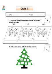 English worksheet: math quiz