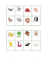 English worksheet: Bingo cards 1