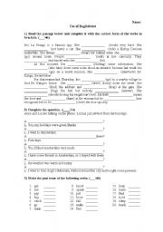 English worksheet: mixed tenses