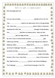 English worksheet: how to get a hamburger?