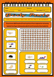 Body Parts Worksheet