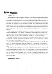 English Worksheet: Space walking