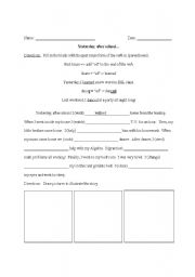 English worksheet: Yesterday, after school...  Past Tense Writing Exercise