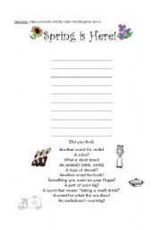 English worksheet: Spring Is Here!  Word Bake