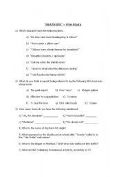 English worksheet: HEATHERS film worksheet