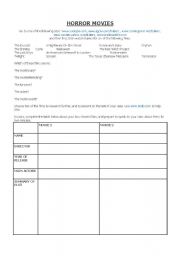 English Worksheet: HORROR MOVIES