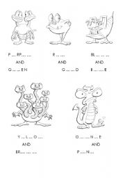 English Worksheet: Colour the monster