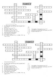 English Worksheet: Family crossword