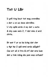 Txt U L8r Poem