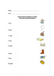 English worksheet: Initial sound with the letter Bb