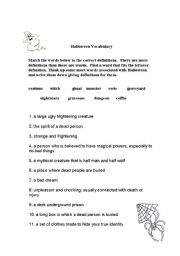 English Worksheet: Halloween Vocabulary