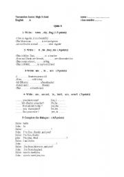 English worksheet: quiz