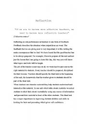 English worksheet: effective reflection