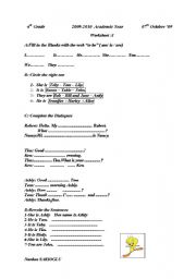 English worksheet: Personal Pronouns & To Be
