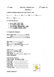 English Worksheet: Personal Pronouns & To Be