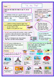 English Worksheet: AN /A /THE 