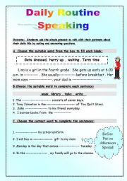 English Worksheet: daily routine speaking