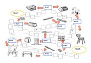 English Worksheet: School things - Board game