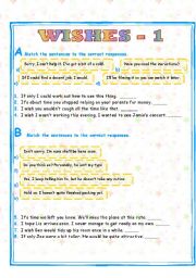 English Worksheet: WISH CLAUSES - 1/2