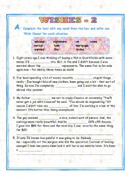 English Worksheet: WISH CLAUSES - 2/2