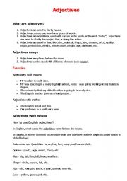 English worksheet: Adjectives